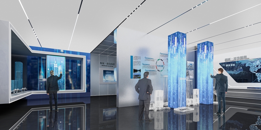图片[1] - 现代科技风格展厅设计效果图 黑白灰性冷淡简约风格 - 展示酷
